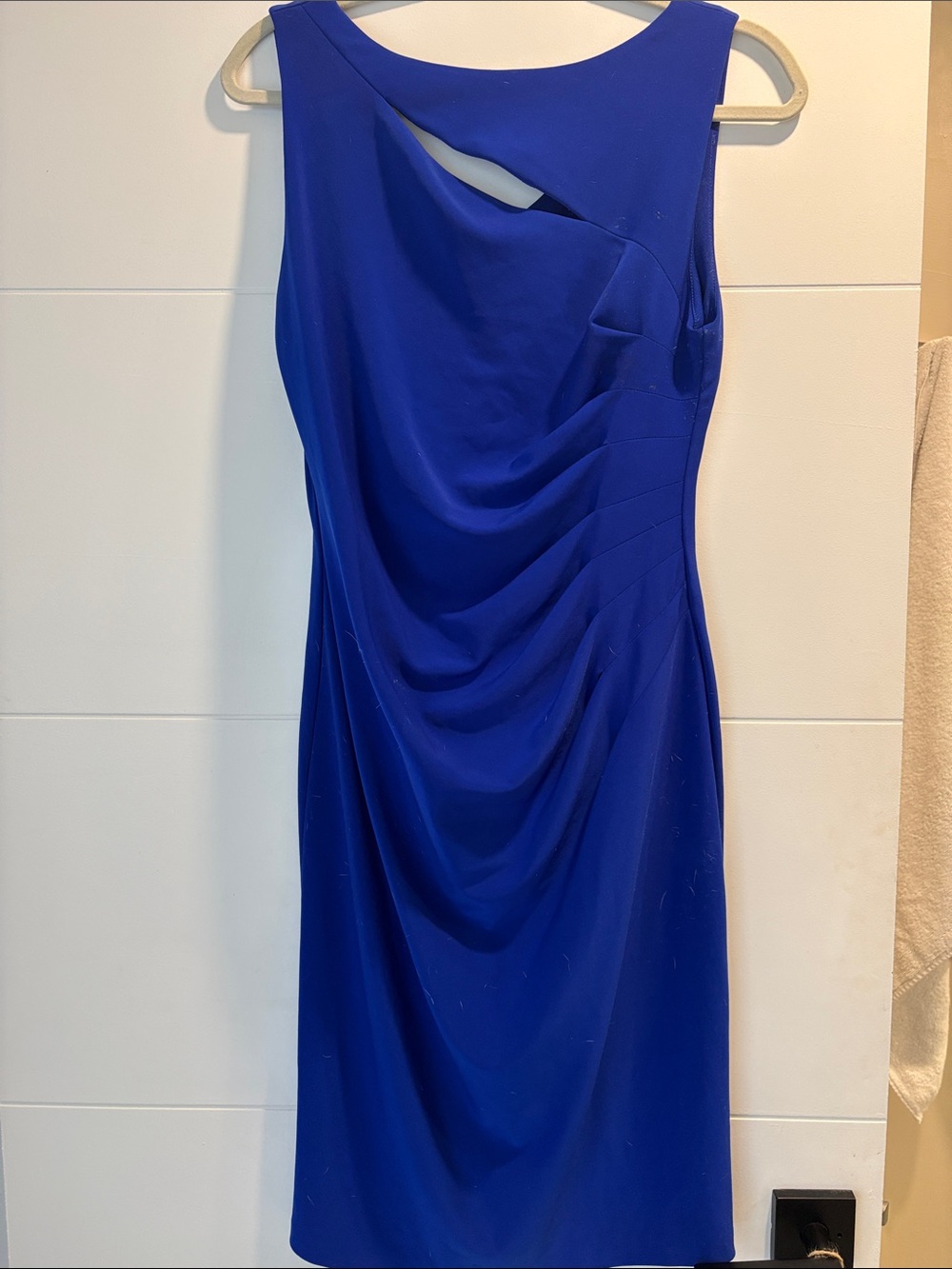 Joseph Ribkoff Cobalt Blue Draped Midi Sheath Dress